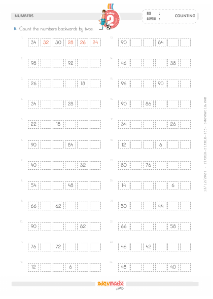 2.S�n�f �ki�er Geri Ritmik Sayma(3) Etkinli�i