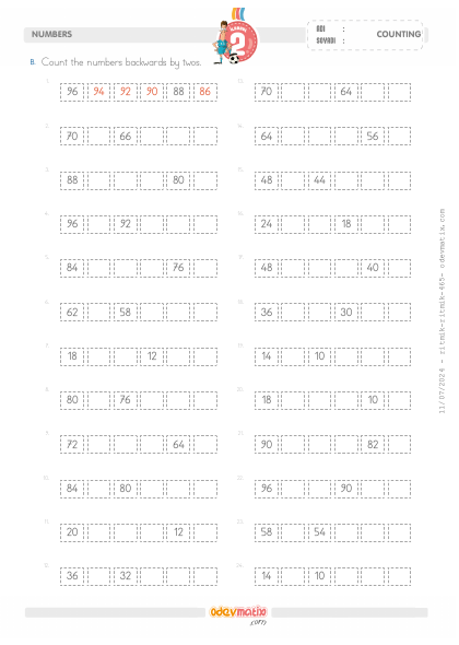 2.S�n�f �ki�er Geri Ritmik Sayma(5) Etkinli�i