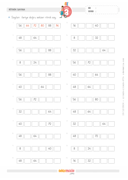 3.S�n�f Sekizer �leri Ritmik Sayma(1) Etkinli�i