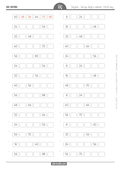 3.S�n�f Sekizer �leri Ritmik Sayma(2) Etkinli�i