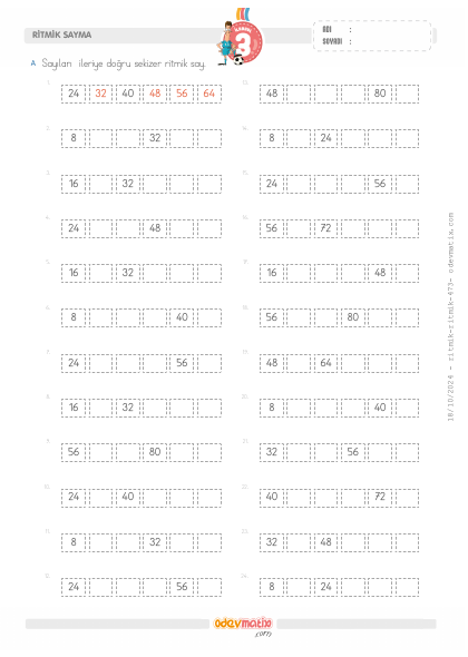 3.S�n�f Sekizer �leri Ritmik Sayma(3) Etkinli�i