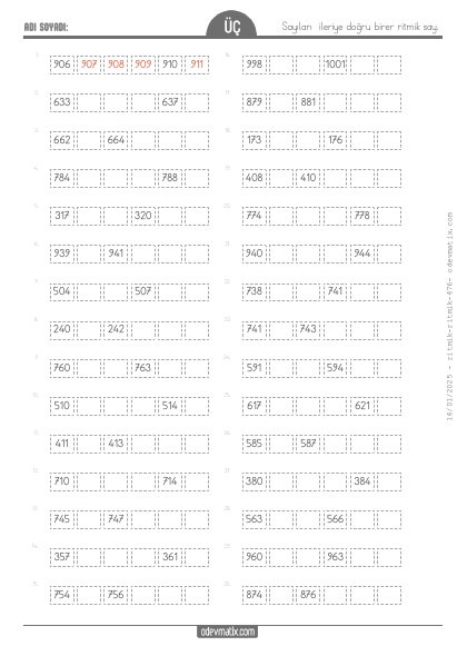 3.S�n�f Birer �leri Ritmik Sayma(4) Etkinli�i