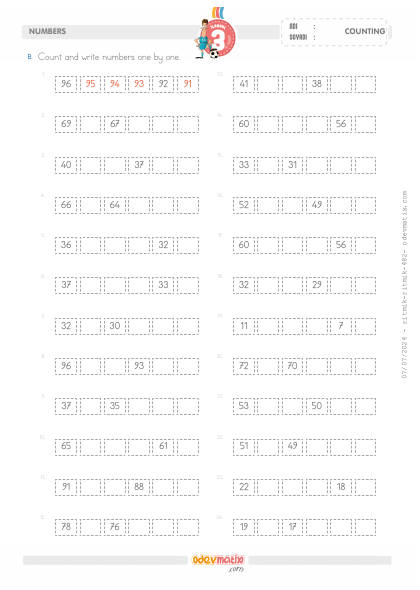 3.S�n�f Birer Geri Ritmik Sayma (100�e Kadar)(2) Etkinli�i