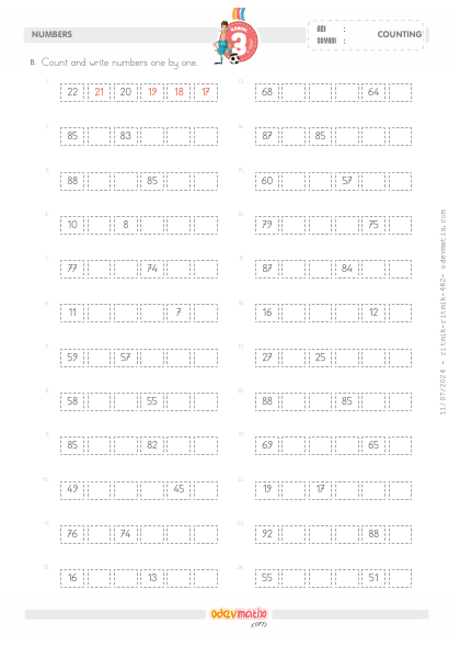 3.S�n�f Birer Geri Ritmik Sayma (100�e Kadar)(4) Etkinli�i