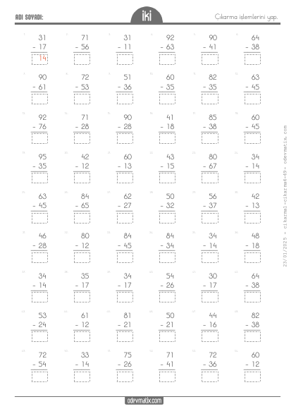 2.S�n�f Onluk Bozmal� ��karma ��lemi(1) Etkinli�i