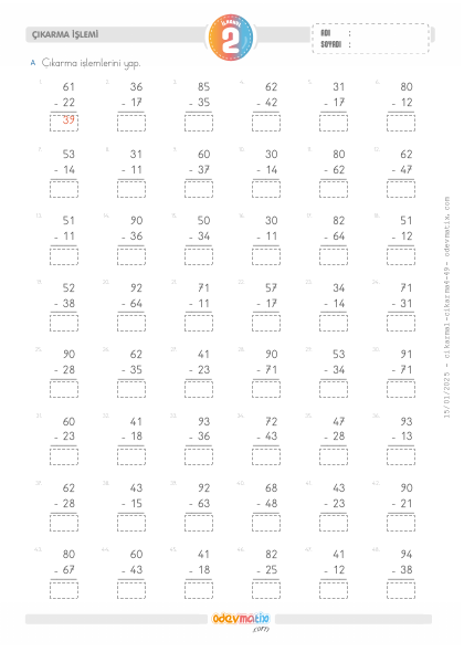 2.S�n�f Onluk Bozmal� ��karma ��lemi(3) Etkinli�i