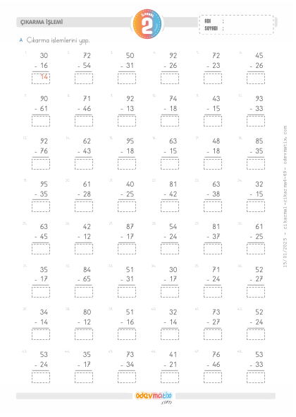 2.S�n�f Onluk Bozmal� ��karma ��lemi(5) Etkinli�i