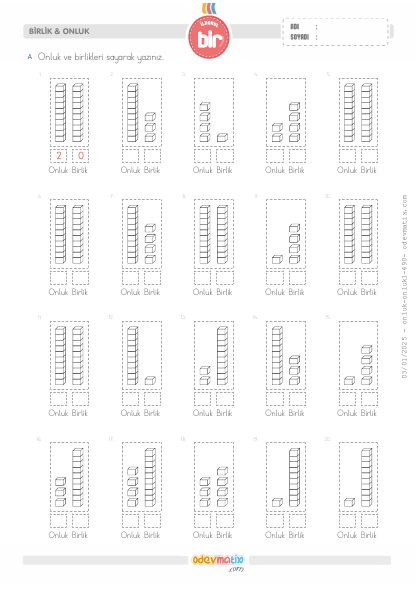 1.S�n�f Onluk ve Birliklerine Ay�rma(1) Etkinli�i