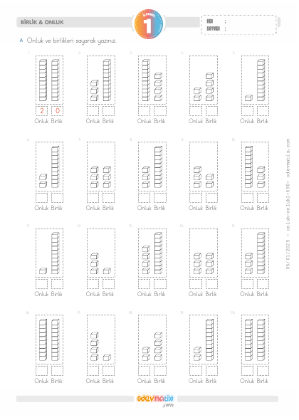 1.S�n�f Onluk ve Birliklerine Ay�rma(3) Etkinli�i