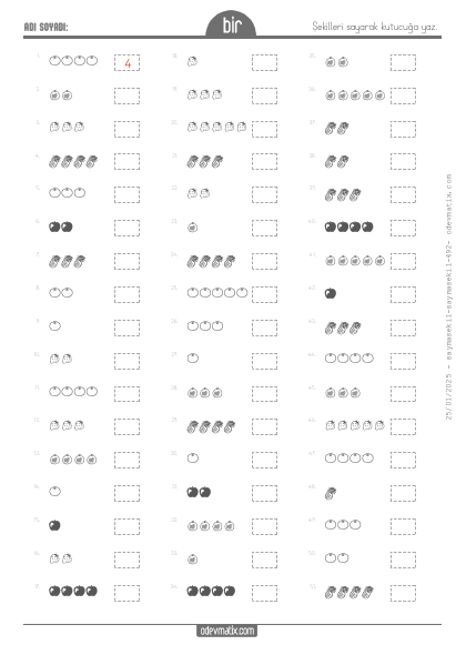 1.S�n�f 5�e Kadar �ekillerle Sayma(1) Etkinli�i