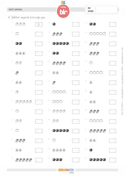 1.S�n�f 5�e Kadar �ekillerle Sayma(2) Etkinli�i