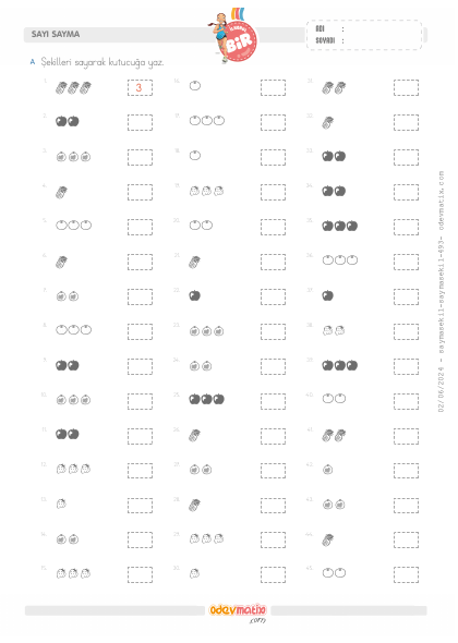 1.S�n�f 3�e Kadar �ekillerle Sayma(2) Etkinli�i