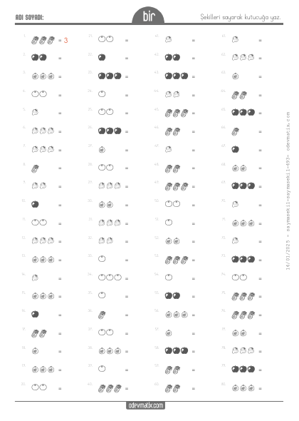 1.S�n�f 3�e Kadar �ekillerle Sayma(4) Etkinli�i