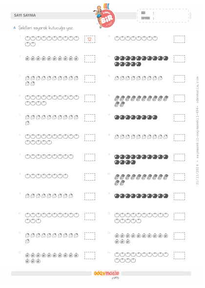 1.S�n�f 15�e Kadar �ekillerle Sayma(4) Etkinli�i