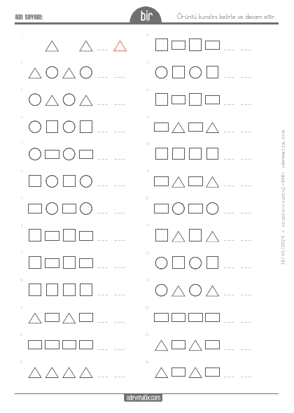 1.S�n�f Kolay Geometrik �r�nt�ler(1) Etkinli�i