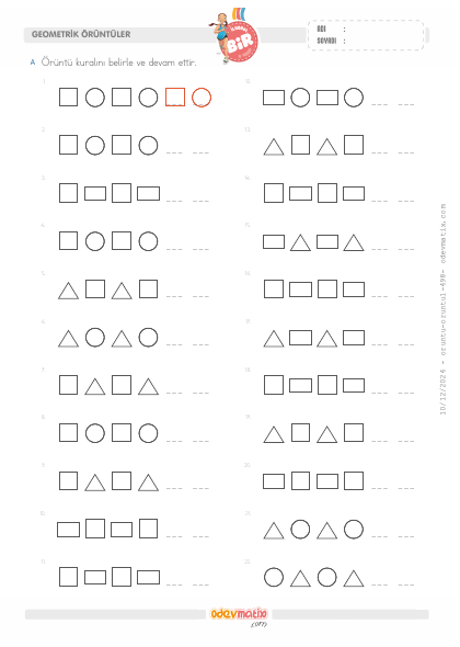 1.S�n�f Kolay Geometrik �r�nt�ler(2) Etkinli�i