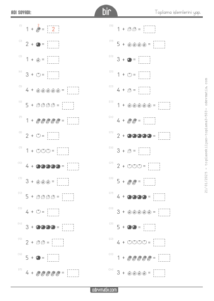 1.S�n�f Sekillerle Toplama ��lemi(5) Etkinli�i