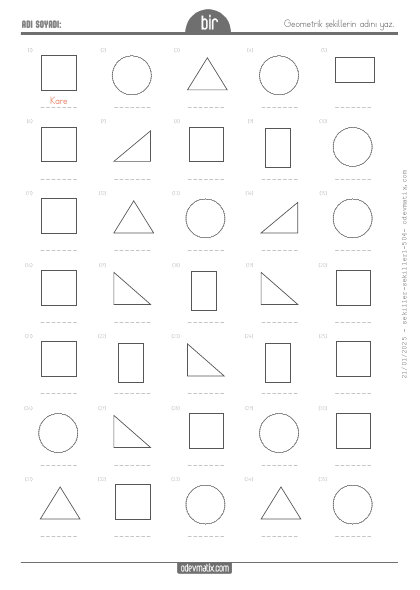 1.S�n�f Geometrik �ekiller(1) Etkinli�i