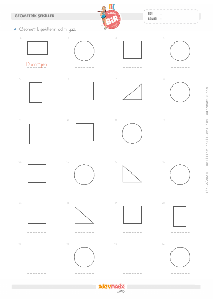1.S�n�f Geometrik �ekiller(3) Etkinli�i