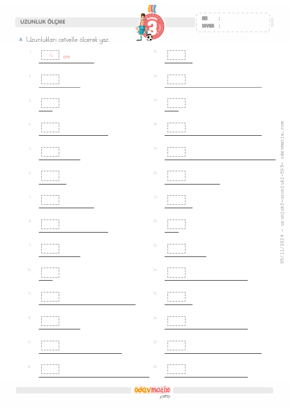 3.S�n�f Uzunluklar� Cetvelle �l�me(2) Etkinli�i