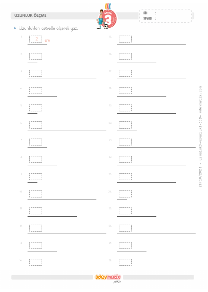 3.S�n�f Uzunluklar� Cetvelle �l�me(3) Etkinli�i