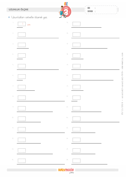 3.S�n�f Uzunluklar� Cetvelle �l�me(4) Etkinli�i