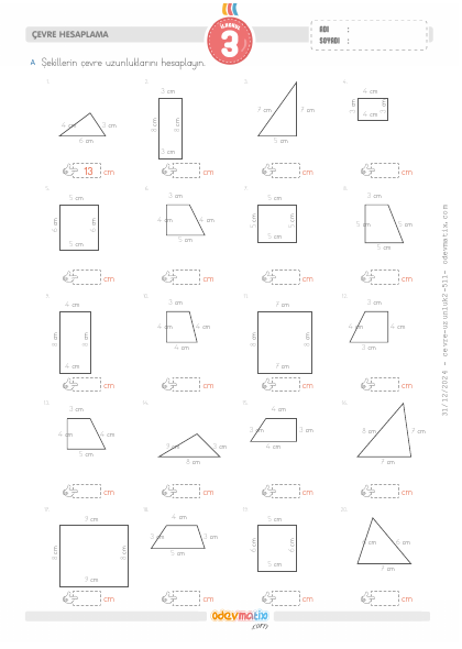 3.S�n�f �evre Hesaplama(3) Etkinli�i