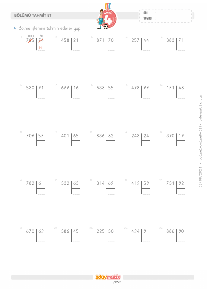 4.S�n�f B�lme ��lemini Tahmin Etme(5) Etkinli�i