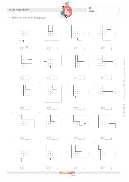 4.S�n�f Alan Hesaplama(2) Etkinli�i