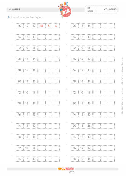 1.S�n�f �ki�er Geri Kolay Ritmik Sayma(5) Etkinli�i