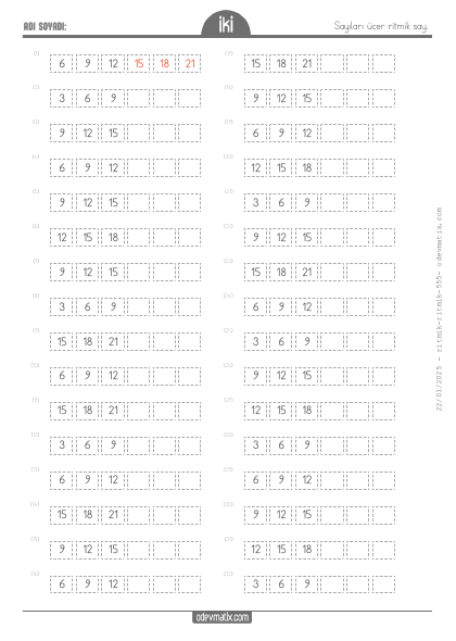 2.S�n�f ��er �leri Kolay Ritmik Sayma(4) Etkinli�i