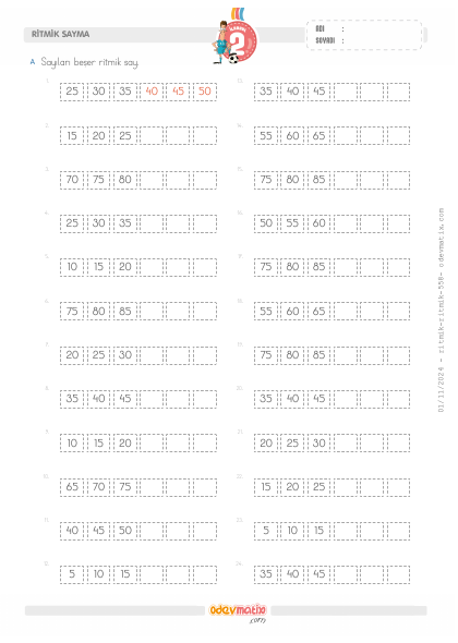 2.S�n�f Be�er �leri Kolay Ritmik Sayma(4) Etkinli�i