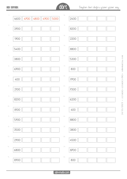 4.S�n�f Y�zer �leri Ritmik Sayma(3) Etkinli�i
