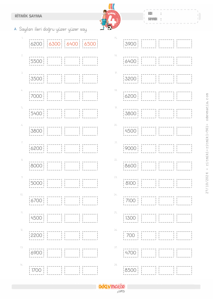 4.S�n�f Y�zer �leri Ritmik Sayma(4) Etkinli�i