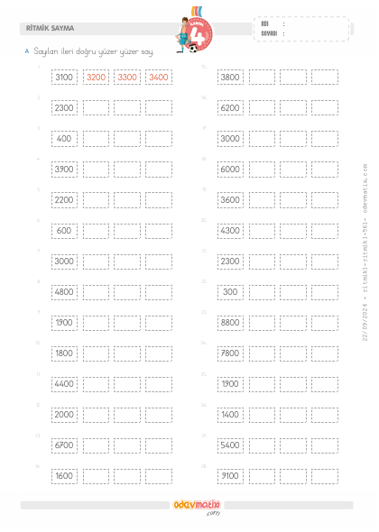 4.S�n�f Y�zer �leri Ritmik Sayma(5) Etkinli�i