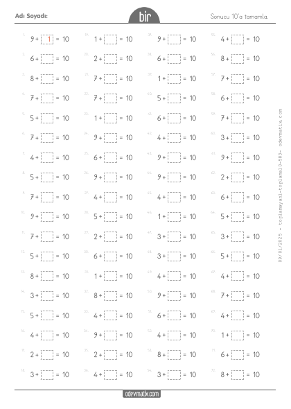 1.S�n�f Sonucu 10 Olan Say�larla Toplama ��lemi(3) Etkinli�i