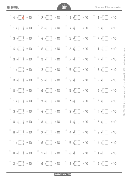 1.S�n�f Sonucu 10 Olan Say�larla Toplama ��lemi(4) Etkinli�i
