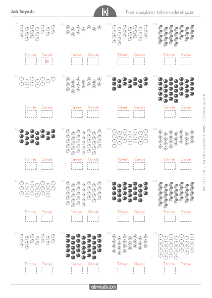 2.S�n�f Nesne Say�s�n� Tahmin Etme(3) Etkinli�i