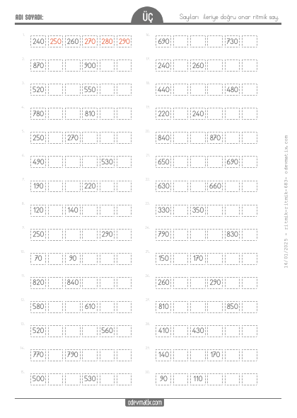 3.S�n�f Onar �leri Ritmik Sayma(4) Etkinli�i