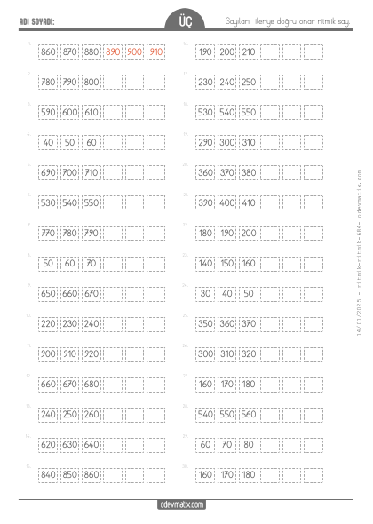 3.S�n�f Onar Kolay �leri Ritmik Sayma(1) Etkinli�i