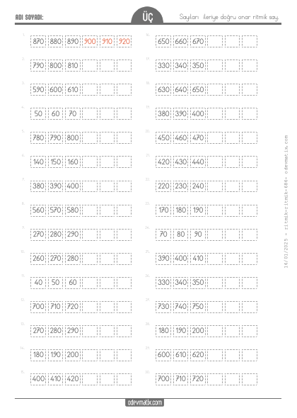 3.S�n�f Onar Kolay �leri Ritmik Sayma(2) Etkinli�i