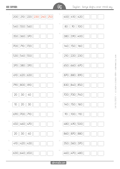 3.S�n�f Onar Kolay �leri Ritmik Sayma(4) Etkinli�i