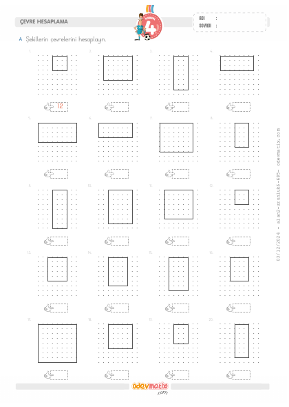 4.S�n�f Kare ve Dikd�rtgenin �evresini Hesaplama(1) Etkinli�i