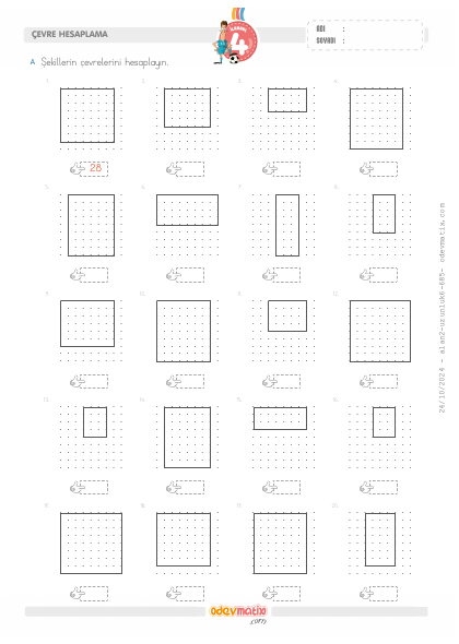 4.S�n�f Kare ve Dikd�rtgenin �evresini Hesaplama(2) Etkinli�i