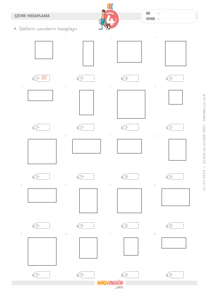 4.S�n�f Kare ve Dikd�rtgenin �evresini Hesaplama(3) Etkinli�i