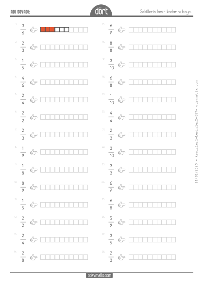 4.S�n�f Kesir Kadar�n� Boyama(4) Etkinli�i