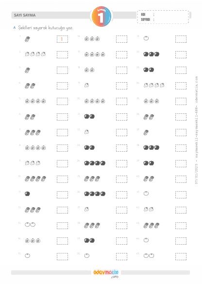 1.S�n�f 4�e Kadar �ekillerle Sayma(3) Etkinli�i