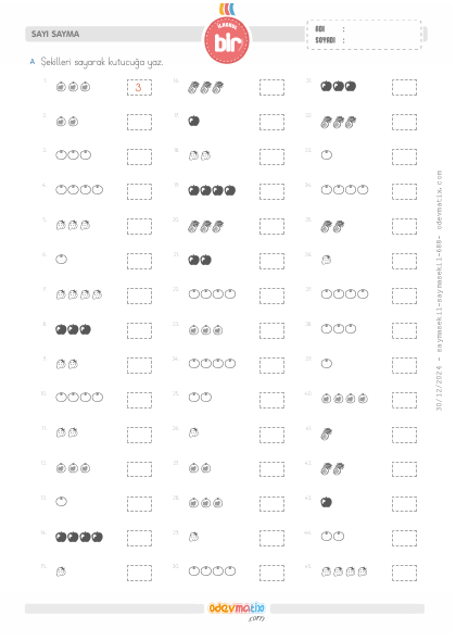 1.S�n�f 4�e Kadar �ekillerle Sayma(4) Etkinli�i