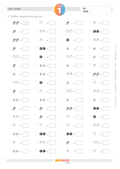 1.S�n�f 2�e Kadar �ekillerle Sayma(2) Etkinli�i