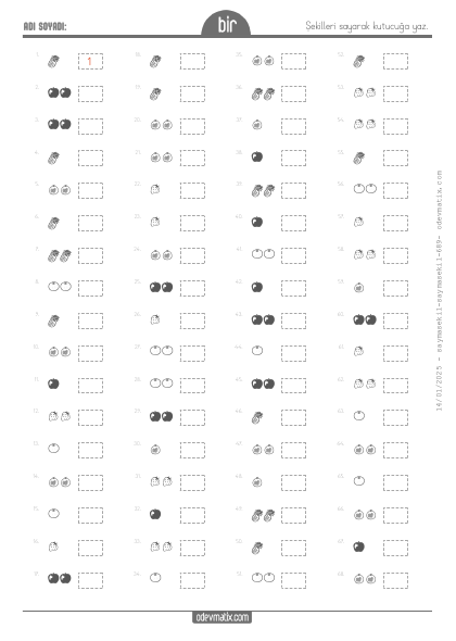 1.S�n�f 2�e Kadar �ekillerle Sayma(3) Etkinli�i